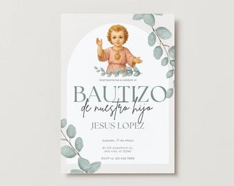Baby Jesus Baptism Invitations DIGITAL DOWNLOAD Divino Nino Dios