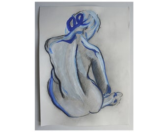 figure drawing painting female figure charcoal drawing 24 inches by 18 inches handmade