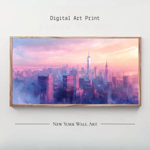 New York City Skyline Wall Art – Modern NYC Sunset Print, Empire State ...