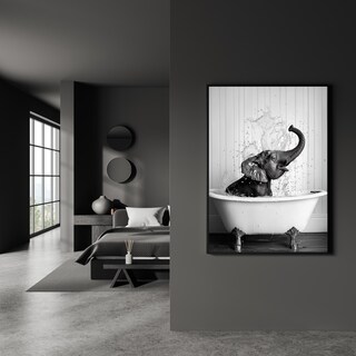Stampa Su Tela Gongyuanyihao 20x25 Cm - Elefante Che Salta Nella Vasca Da Bagno - Decorazione Umoristica Per Bagno