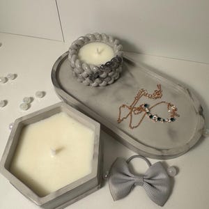 Handmade gypsum candle holders, soy wax candle