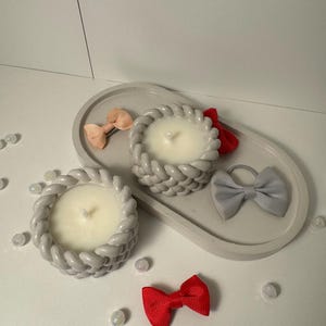 Handmade gypsum candle holders, soy wax candle