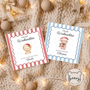 Weihnachtskarte personalisiert My first Christmas,  Cozy Woodland Animals Christmas Card Tiere,  Custom Christmas Card Fox Cat Reindeer