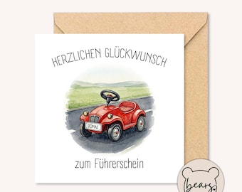 Félicitations pour la réussite de ton permis de conduire ! | Félicitations pour ta nouvelle voiture ! | Carte de félicitations humoristique pour nouveau conducteur | Cadeau pour passionné de voitures | Voiture miniature