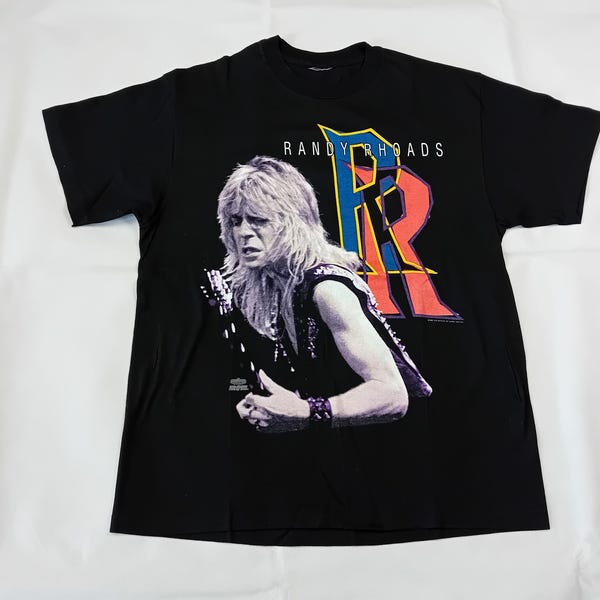 Vintage Rare 1991 Randy Rhoads T-Shirt . Ozzy Osbourne Black Sabbath Heavy Metal Hard Rock Van Halen