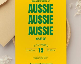 Australian Citizenship Invitation Template: Aussie Celebration Card (5x7 in) (Digital Download)