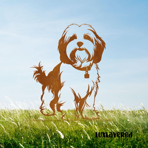 Rusty Metal Havanese Dog Garden Stake: Pet Memorial Decor