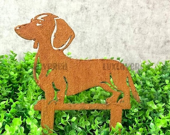 Rostiger Dackel Hund Metall Gartenpfahl, Dackel Yard Pfahl, rustikales Hundeliebhaber Geschenk, Outdoor Tierdekor, Hundegedenkgeschenk