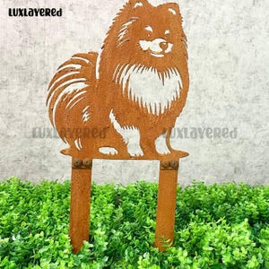 Rusty Metal Pomeranian Garden Stake, Rustic Dog Lover Gift, Outdoor Animal Decor, Dog Memorial Gift, Pomeranian Rusty Stake, Pomeranian Sign