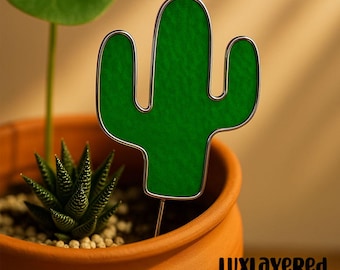 Stained Glass Cactus Plant Stake: Sun Catcher for Pots And Gardens Decoration, Decorative Gift for Plant & Nature Lovers