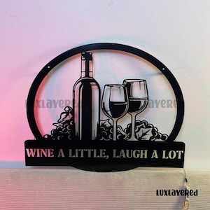 Personalized Wine Metal Sign, Wine Bar Led Light, Wine Grape Metal Light Wall Art, Wine Bottle Glass Metal Sign For Bar Pub Wall Decor