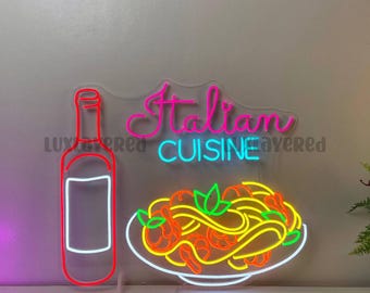 Italian Cuisine Neon Sign, Italian Restaurant Led Sign, Italian