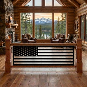American Flag Metal Railing Panel, Custom Balustrade Insert, Patriotic Deck Screen, Gift for Dad