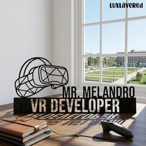 Personalized VR Developer Desk Name Plate, Custom Gaming Office Sign, Virtual Reality Gift, Software Engineer Decor