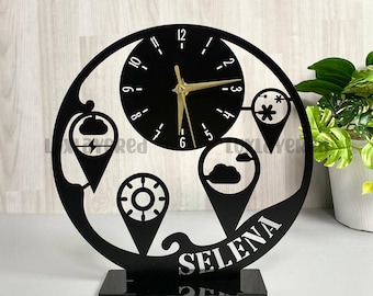 Personalized Meteorologist Metal Desk Clock: Modern Office Decor