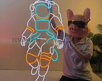 Custom Astronaut LED Neon Sign: Space Wall Decor, Kids Room Light