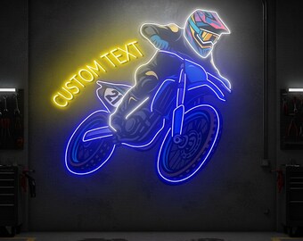 Motorcross Neon Sign: Motocross Wall Art, Garage Decor, Man Cave Decor