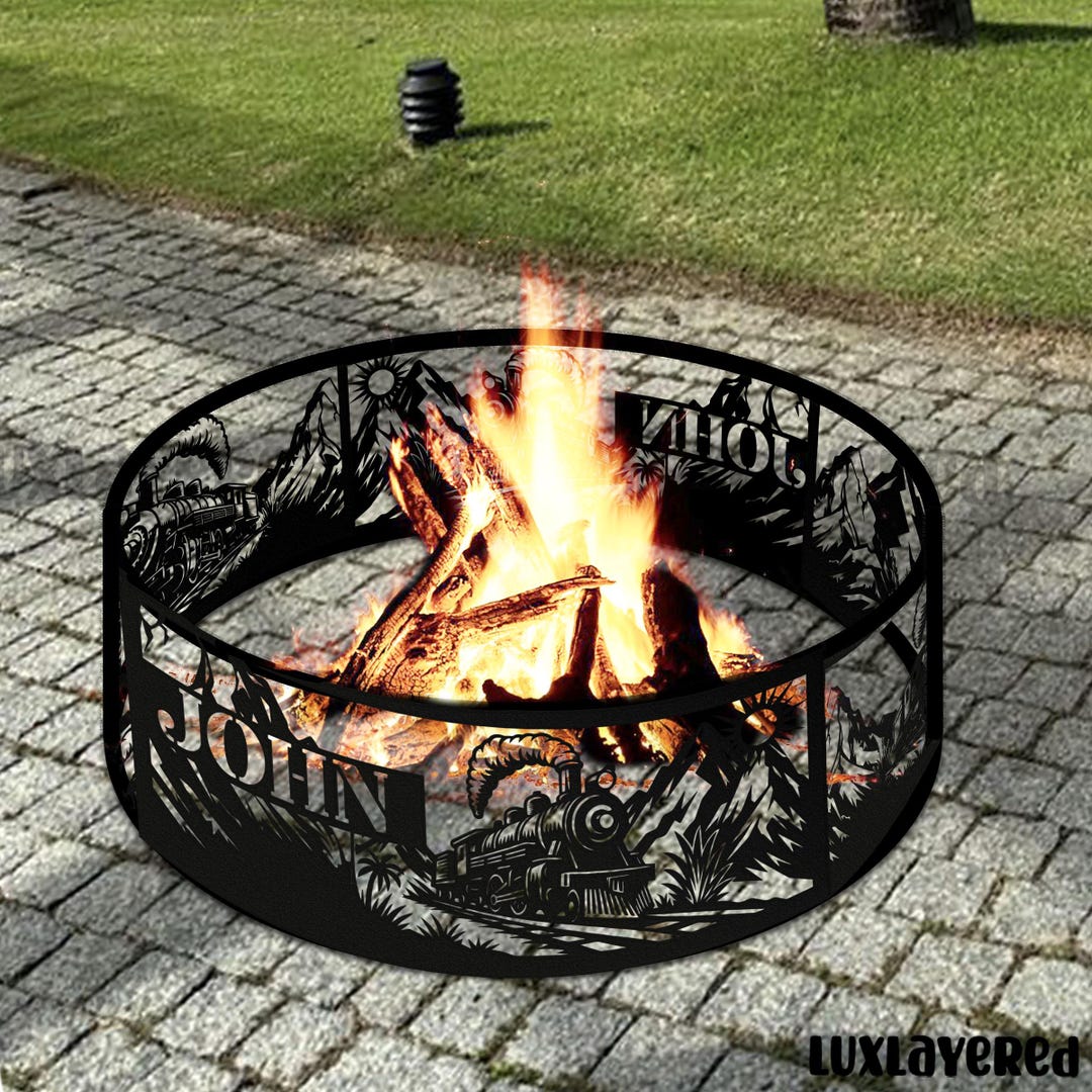 Custom Train Fire Pit Ring: Laser-cut Stainless Steel, Personalized ...