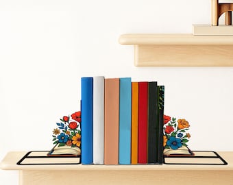 Flower Book Bookend: Custom Flower Desk Book Stand, Flower Lovers Gift