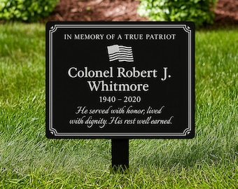 Military Veteran Memorial Stake, Personalized Veteran Metal Garden Marker, Honor Hero Grave Decor, Memorial Gift for Army Navy Air Force