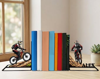 Mountain Bike Metal Bookends, Outdoor Decor, Father's Day Gift for Dad