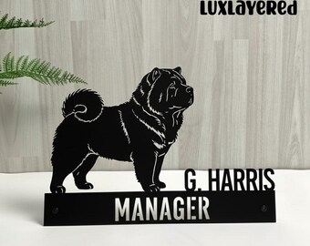 Personalized Chow Chow Metal Name Plate: Chow Chow Lover Gift, Pet Name Sign, New Job Gift