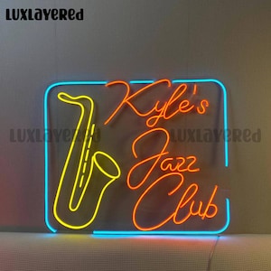 Jazz Neon Sign For Music Studio Decor, Saxophone Led Light, Custom Neon Sign, Music Room Decor, Gift For Musician, Jazz Club Decor