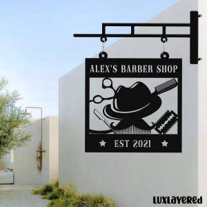 Custom Laser Cut Metal Barber Shop Sign: Vintage Salon Decor