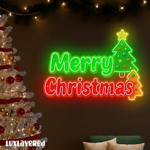 Merry Christmas Neon Sign: Holiday LED Wall Decor, Bar Decor, Christmas Gift