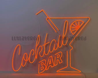 Letrero de neón LED personalizado para bar de cócteles: decoración personalizada para el hogar