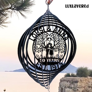 Personalisierte 50-jährige Jubiläum Windspiel, Metall Garten Decor