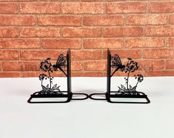 Metalen boekensteunen paardenbloembloem: roestvrijstalen boekenplankdecor