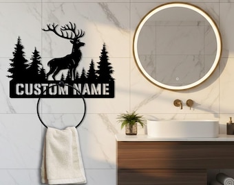 Deer Towel Holder: Wildlife Wall Decor, Metal Towel Rack, Deer Lover Gift