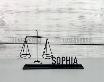 Personalized Justice Scales Metal Table Decor, Custom Lawyer Metal Decor with Name, Official Table Decor, Gift For Lawyer