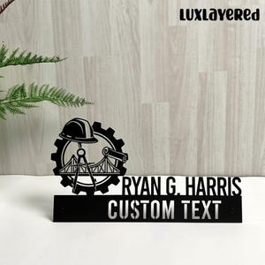 Civil Engineer Metal Name Plate: Construction Worker Office Decor, Engineer Name Sign