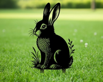 Kaninchen Metall Gartenstecker: Kaninchen Hof Dekoration, Rustikale Metall Kunst, Farmer Geschenk