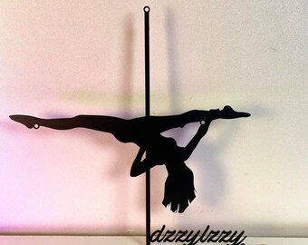 Pole Dance Metall Wandkunst: LED Wandleuchte für Tanzstudios, Pole Dancer Geschenk