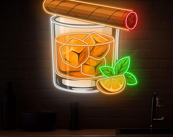 Whiskey Neon Sign: LED Wall Light For Bars, Restaurants, Gift For Whiskey Lovers