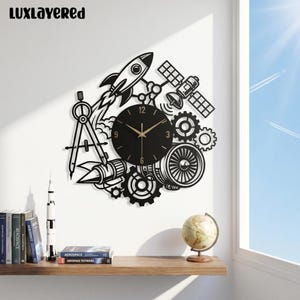 Custom Aerospace Engineer Metal Wall Clock, Rocket Wall Art Sign, Science Room Decor