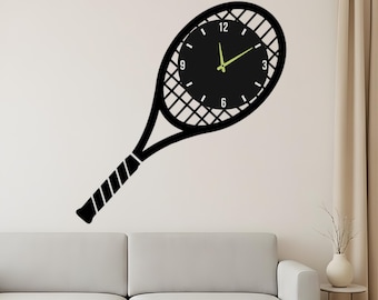 Tennis Racket Metal Wall Clock: Sports Wall Art, Game Room  Decor, Tennis Gift