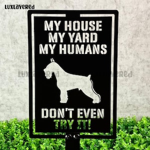 Personalized Beware of Dog Schnauzer Garden Stake - Laser Cut Metal