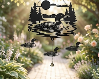 Custom Common Loon Metal Wind Chime, Loon Bird Metal Art Sign, Outdoor Lake House Decor