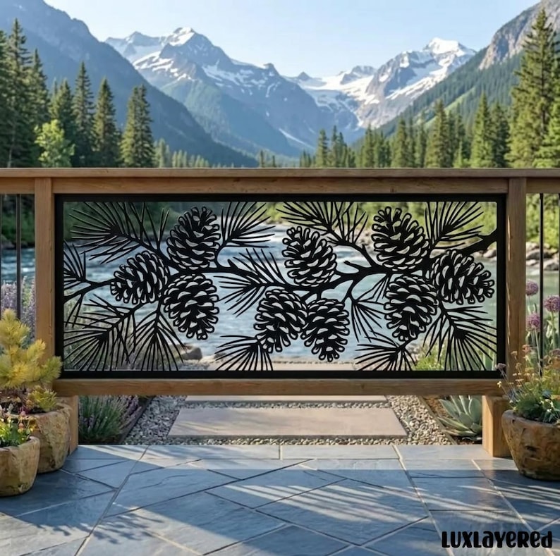 Custom Pine Corn Metal Railings, Pine Tree Balustrade Insert Decor ...