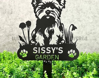 Custom Yorkshire Terrier Metal Garden Stake: Pet Memorial Sign