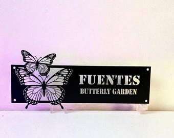 Letrero metálico de mariposa: Número de casa personalizado con mariposas, decoración para exteriores, regalo para amantes de las mariposas