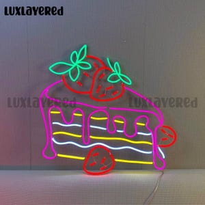 Strawberry Cake Neon Sign For Bakery Wall Decor, Cake Neon Light, Custom Neon Sign, Desert Shop Decor, Gift For Baker