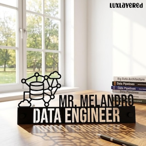 Personalized Data Engineer Desk Name Plate, Custom Big Data Sign, Software Developer Gift, IT Office Decor