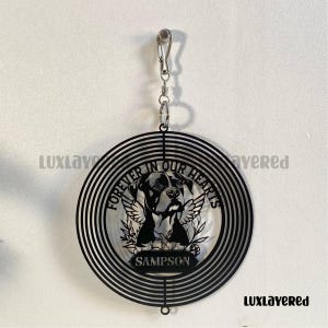 Personalized Boxer Dog Memorial Wind Spinner: Custom Metal Garden Decor