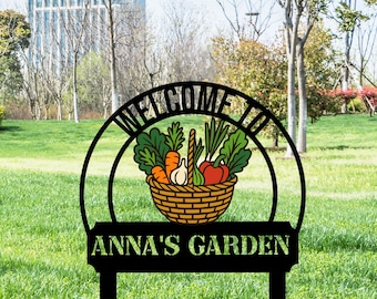 Personalized Vegetable Garden Stake: Laser Cut Metal Sign, Weather Resistant