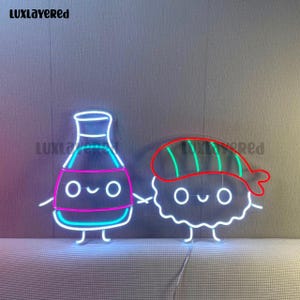 Sushi Neon Sign: Soy Sauce LED Light, Japanese Restaurant Decor